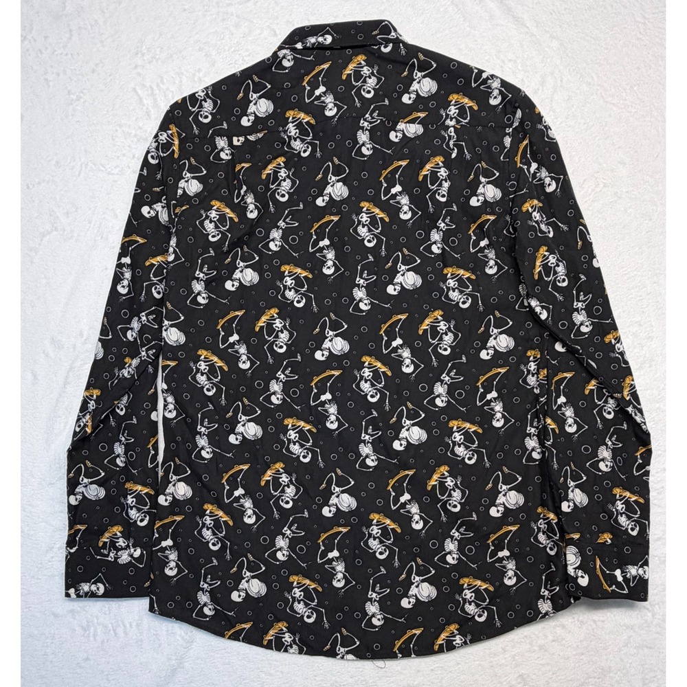 Simon Banks Men's Black Medium Skelton Skateboarding Button Down - Picture 3 of 5